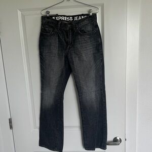 Express Men’s Washed Black Bootcut Jeans